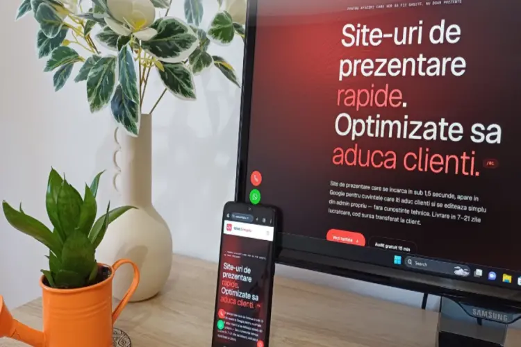 Echipa WebSimplu lucrand la un site de prezentare cu Astro si Laravel