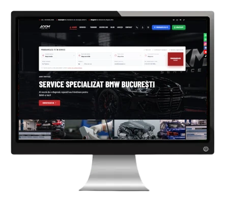 Pagina principală axm-service.ro, platformă de programări pentru service BMW în București și Otopeni